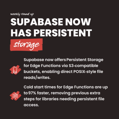 Supabase now has persistent storage Supabase now has persistent storage