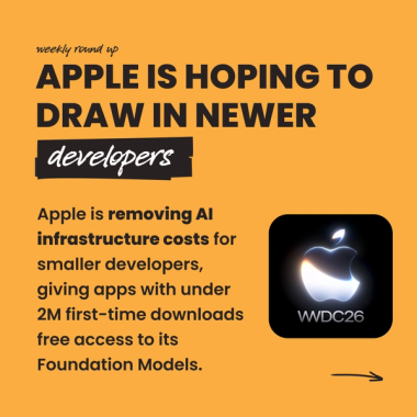 Apple is hoping to draw in newer developers. Apple is removing AI infrastructure costs for smaller developers, giving apps with under 2M first-time downloads free access to its Foundation Models.