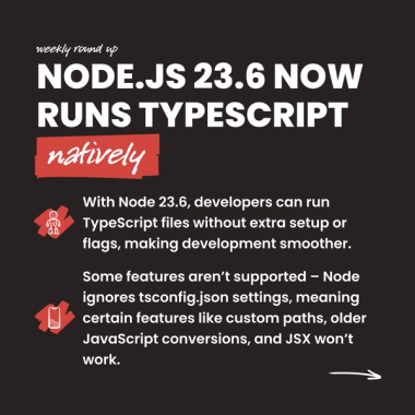 Node.js 23.6 now runs TypeScript natively Node.js 23.6 now runs TypeScript natively
