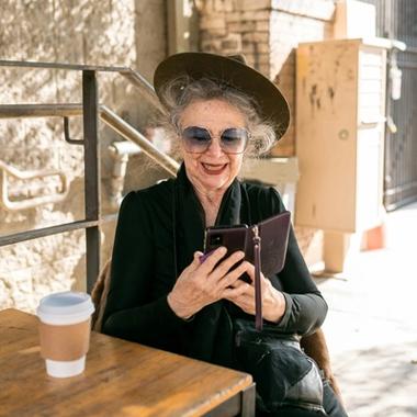 grandma using an app grandma using an app