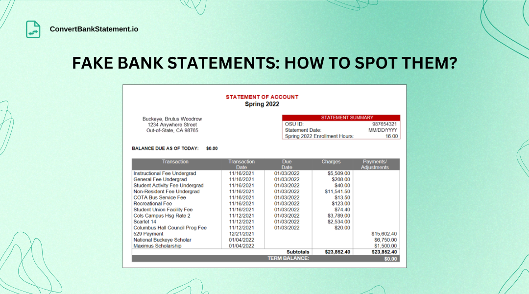 Fake bank statements