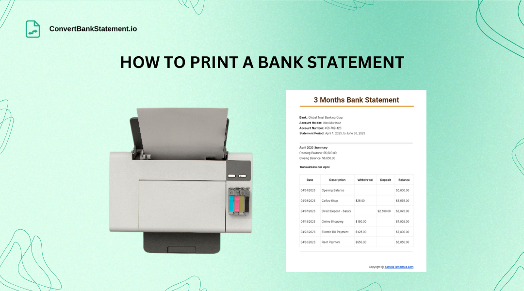 How to print a bank statement