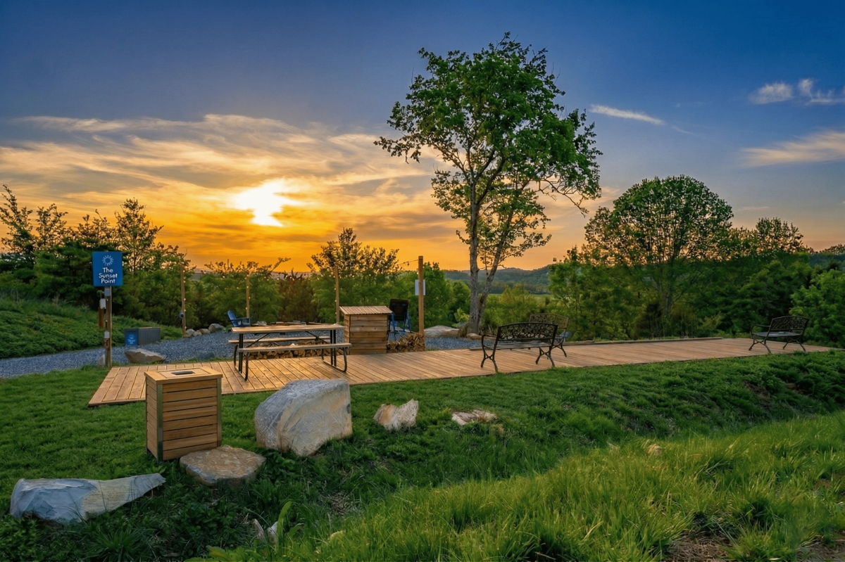 Stunning sunset view from Sojourn Camp at Sojourn Lodging