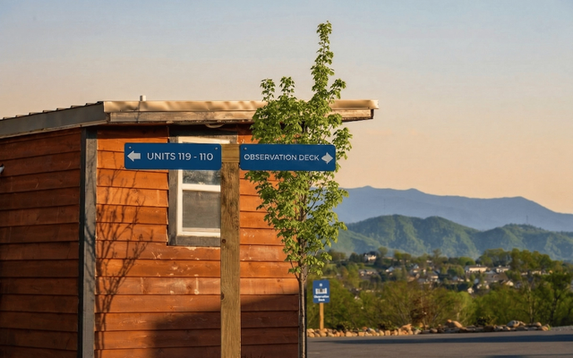Welcome signage at Sojourn Lodging in the Smoky Mountains