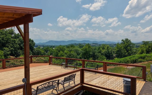 Aerial drone view of Sojourn Camp at Sojourn Lodging in the Smoky Mountains