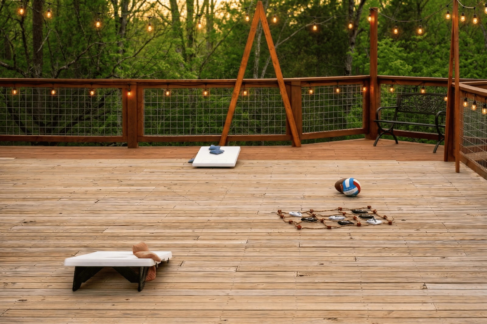 Private deck at Sojourn Camp with Smoky Mountain views