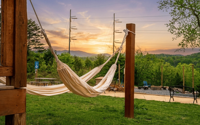 Aerial drone view of The Evergreen at Sojourn Lodging in the Smoky Mountains