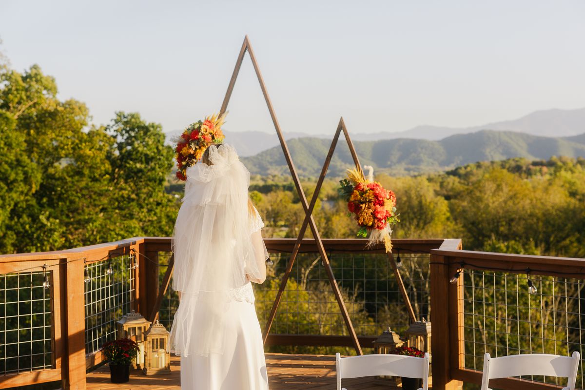 Couple celebrating a destination wedding weekend at Sojourn Lodging in the Smoky Mountains
