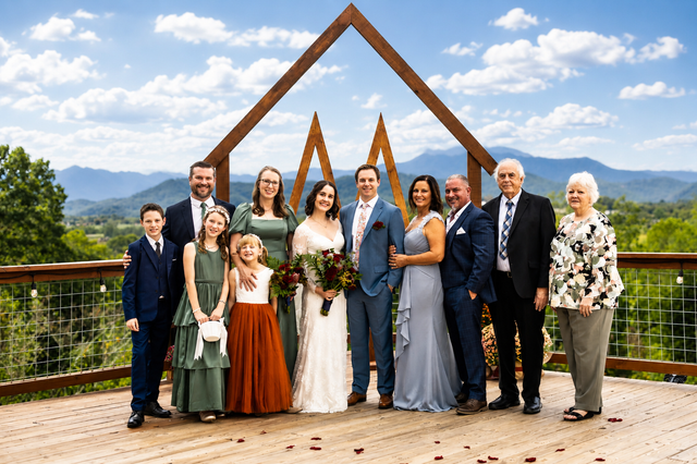 Wedding group celebration at Sojourn Lodging