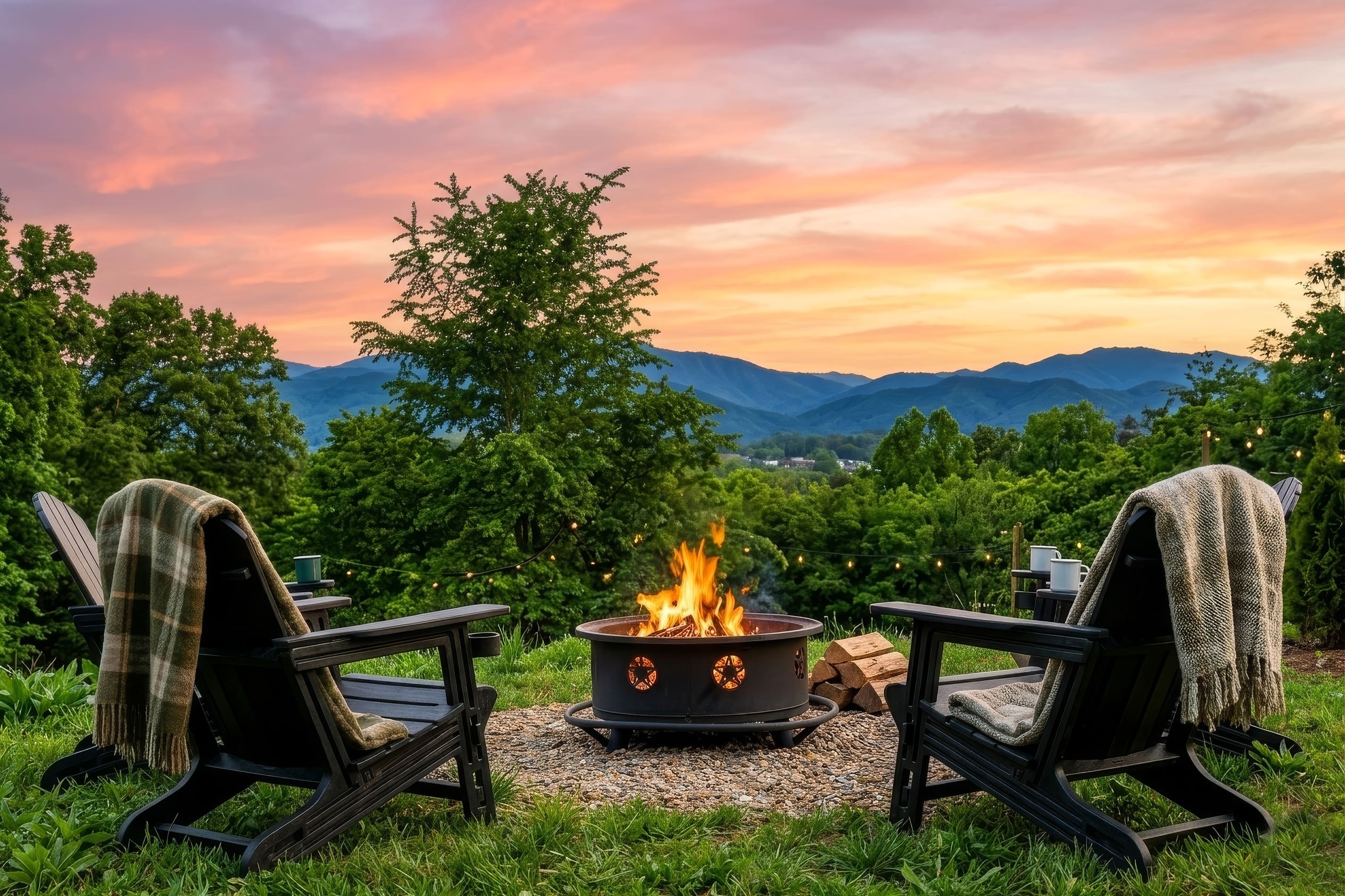 Private firepit at Sojourn Camp — Sojourn Lodging glamping near Gatlinburg