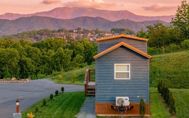 Aerial drone view of The Overlook at Sojourn Lodging in the Smoky Mountains