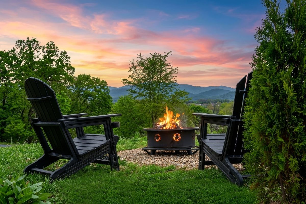Private firepit at The Lookout — Sojourn Lodging glamping near Gatlinburg