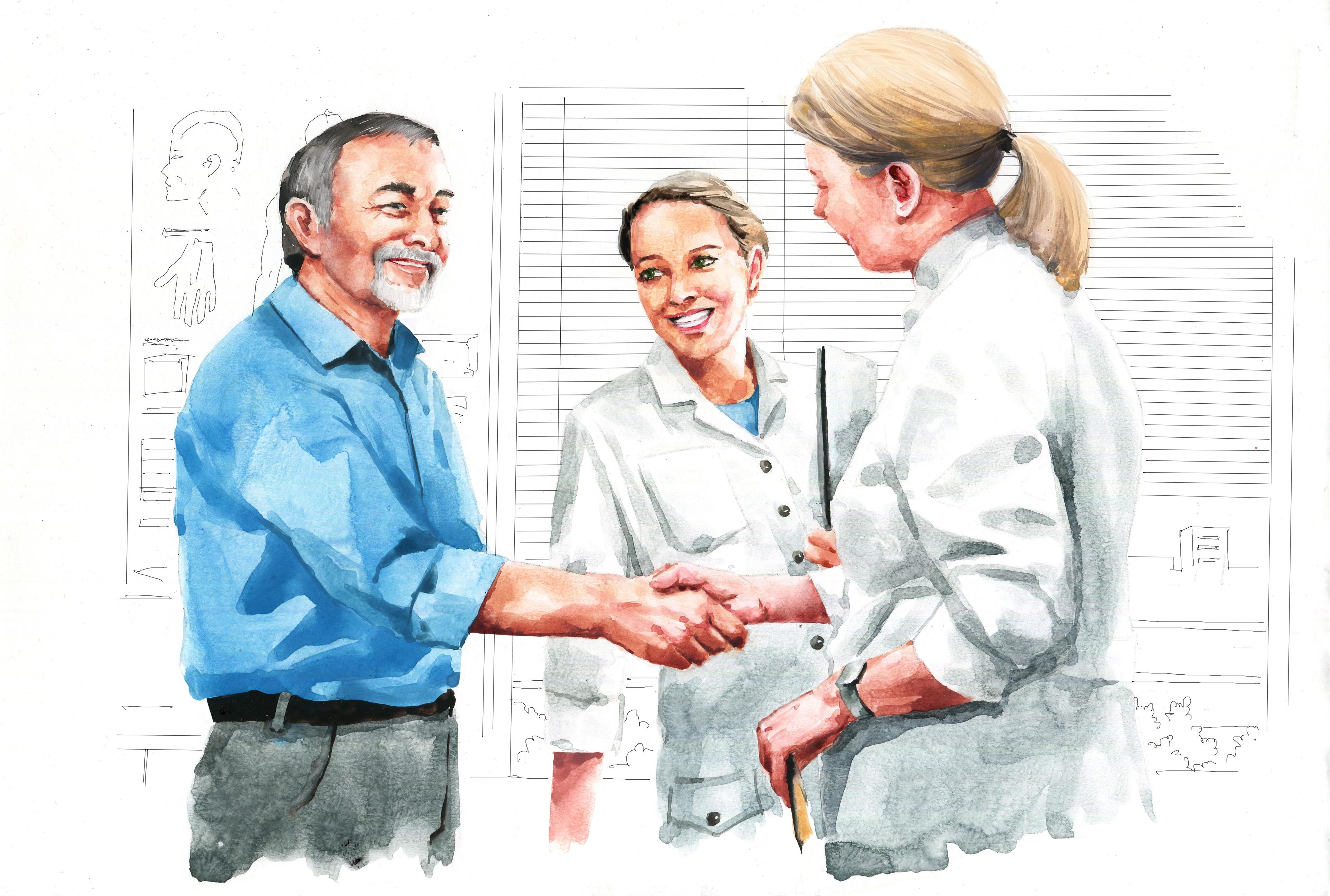 Doctor shaking hands with lung health patient