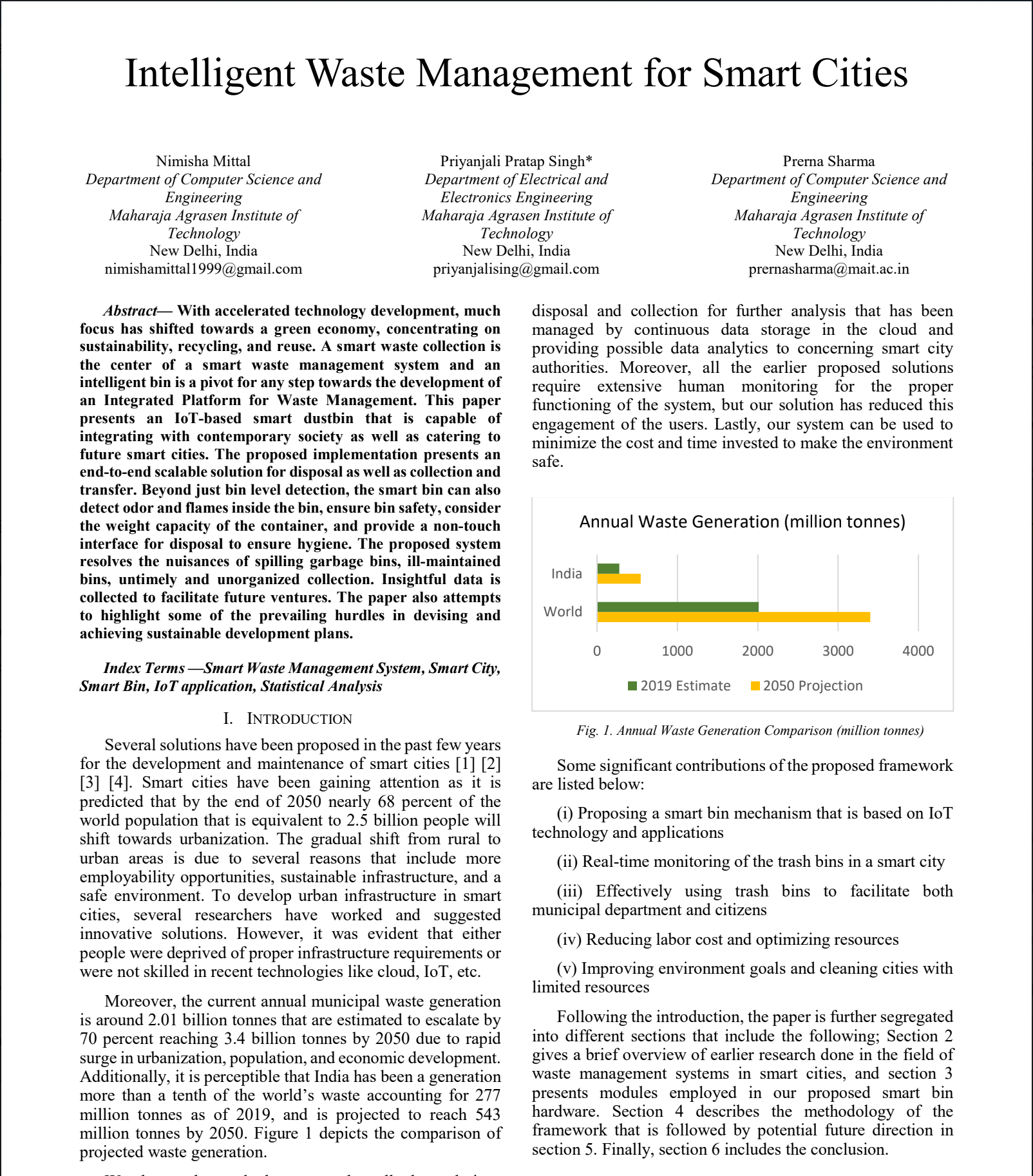 Intelligent Waste Management for Smart Cities