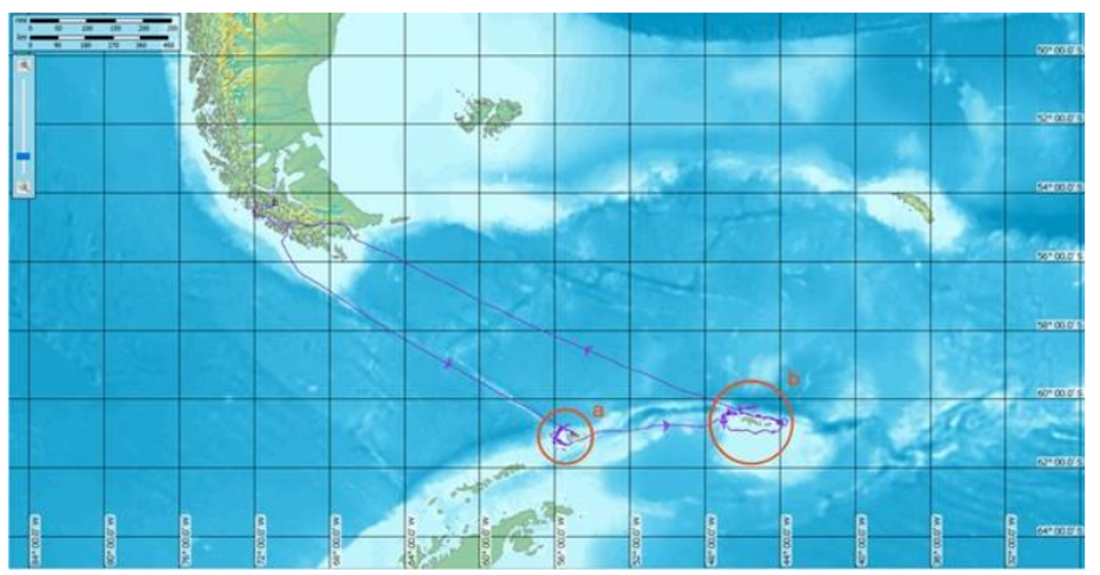 This map shows the navigation route and sampling locations for the 2018 research cruise. Panel (a) displays 15 bottom trawl stations around Elephant Island (Subarea 48.1), while panel (b) shows 21 sampling sites around the South Orkney Islands (Subarea 48.2). The systematic sampling pattern enabled comprehensive assessment of demersal finfish populations in these Antarctic waters under fishing moratorium since 1989/90.