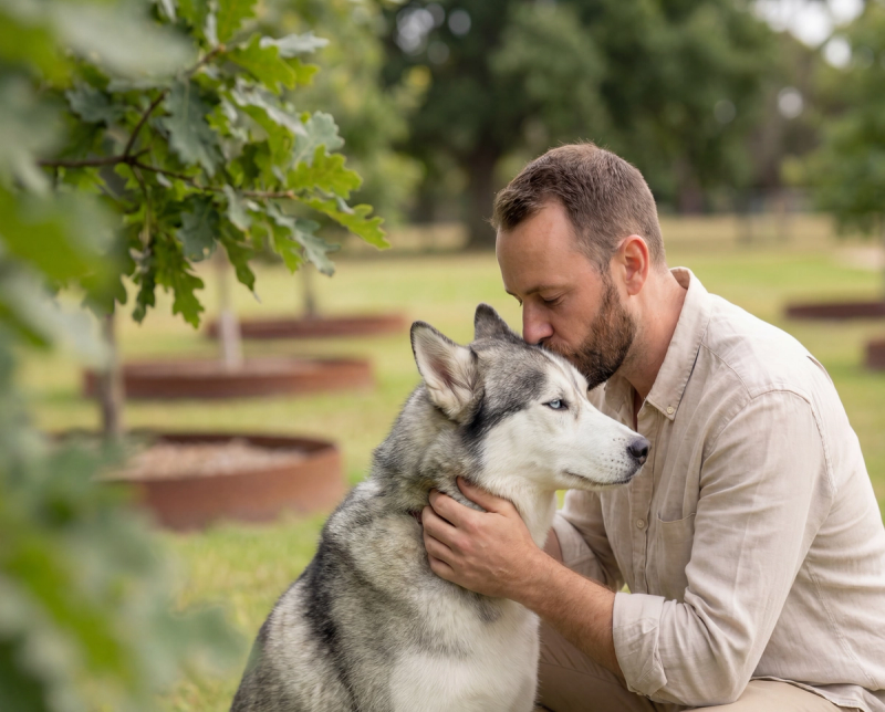the man visit living legacy gardens at mornington green to remember his pet