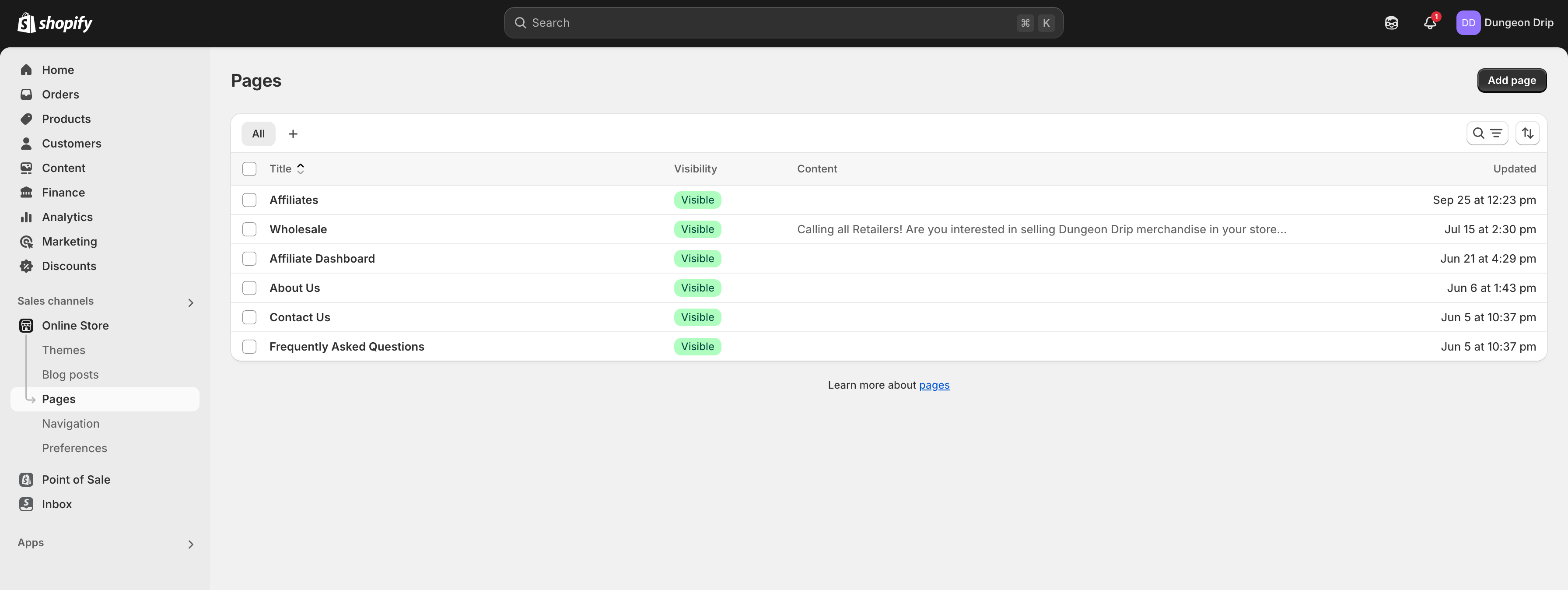 Add pages to your site