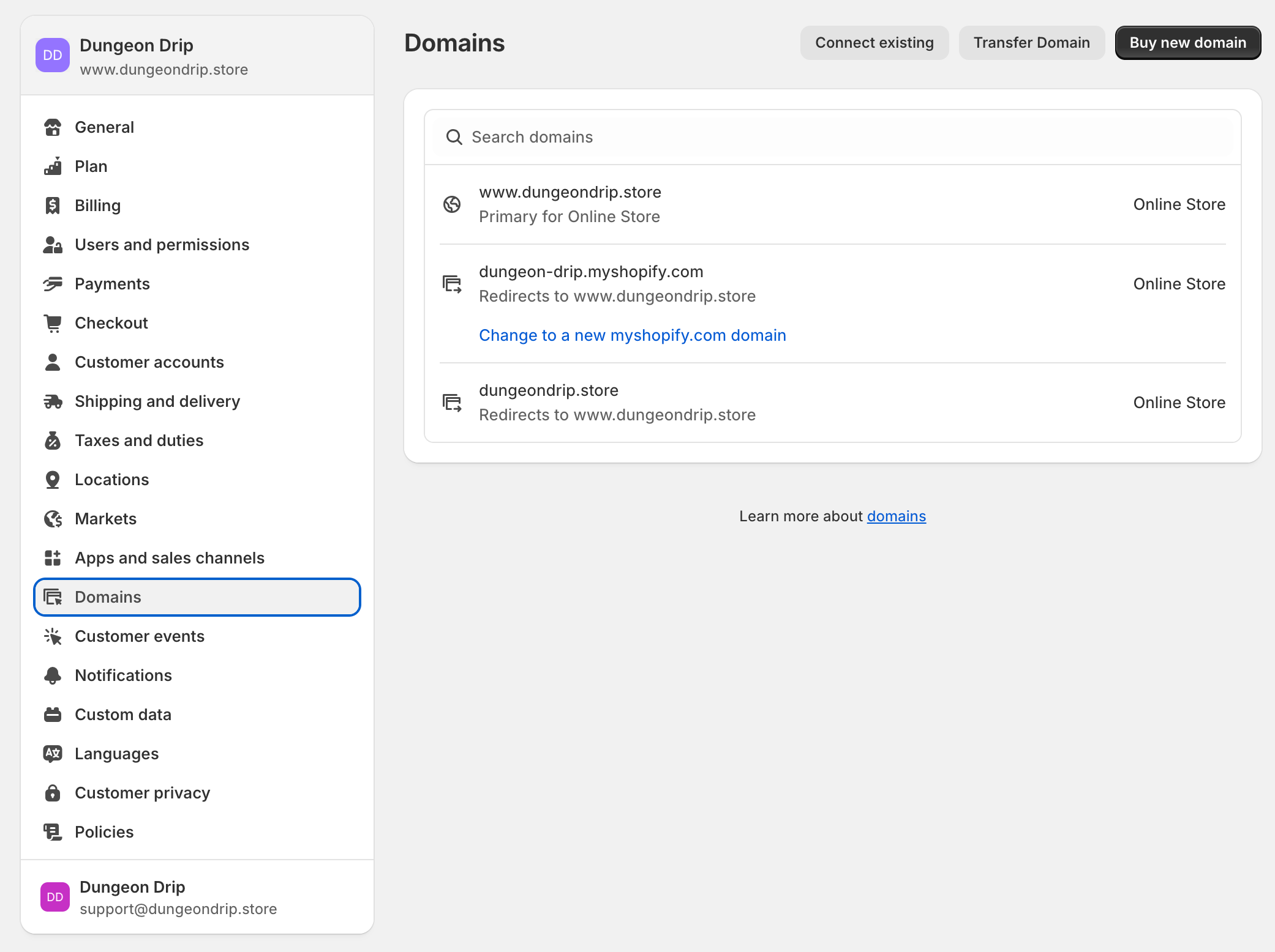 Add a domain to your store