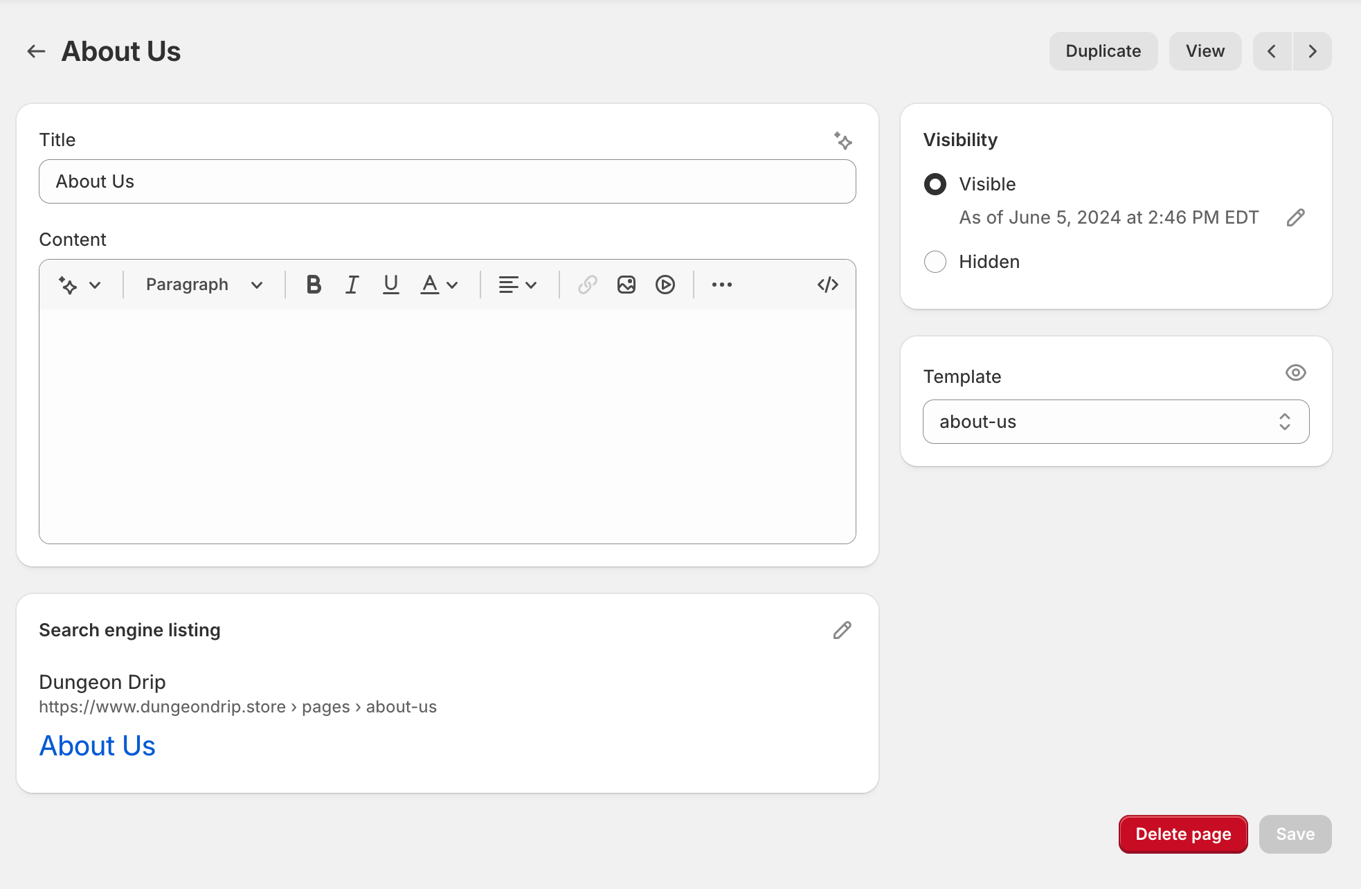 Assign page templates
