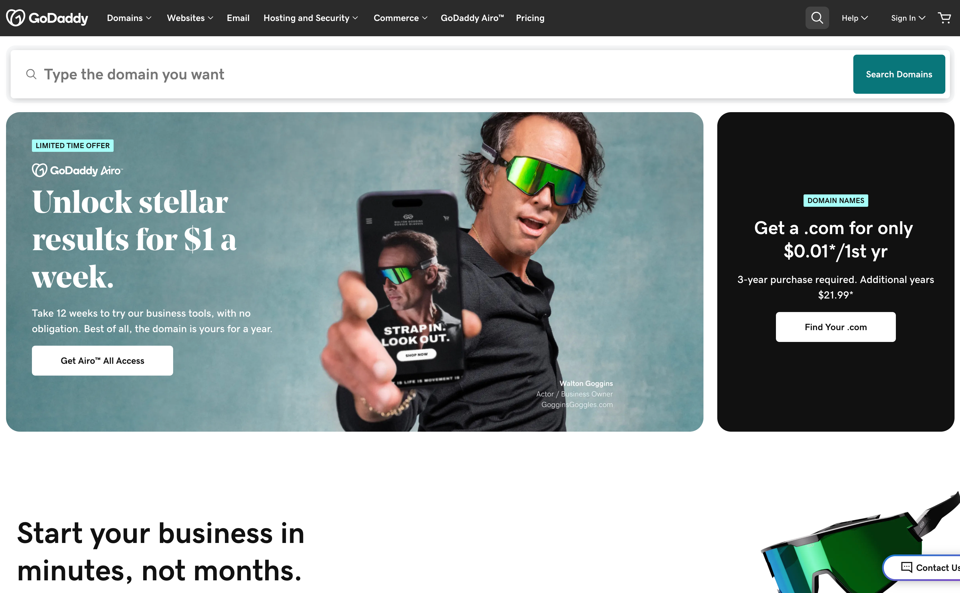 Sign up for GoDaddy