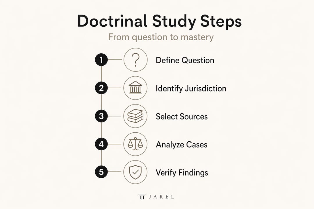 Infographic showing doctrinal study process steps