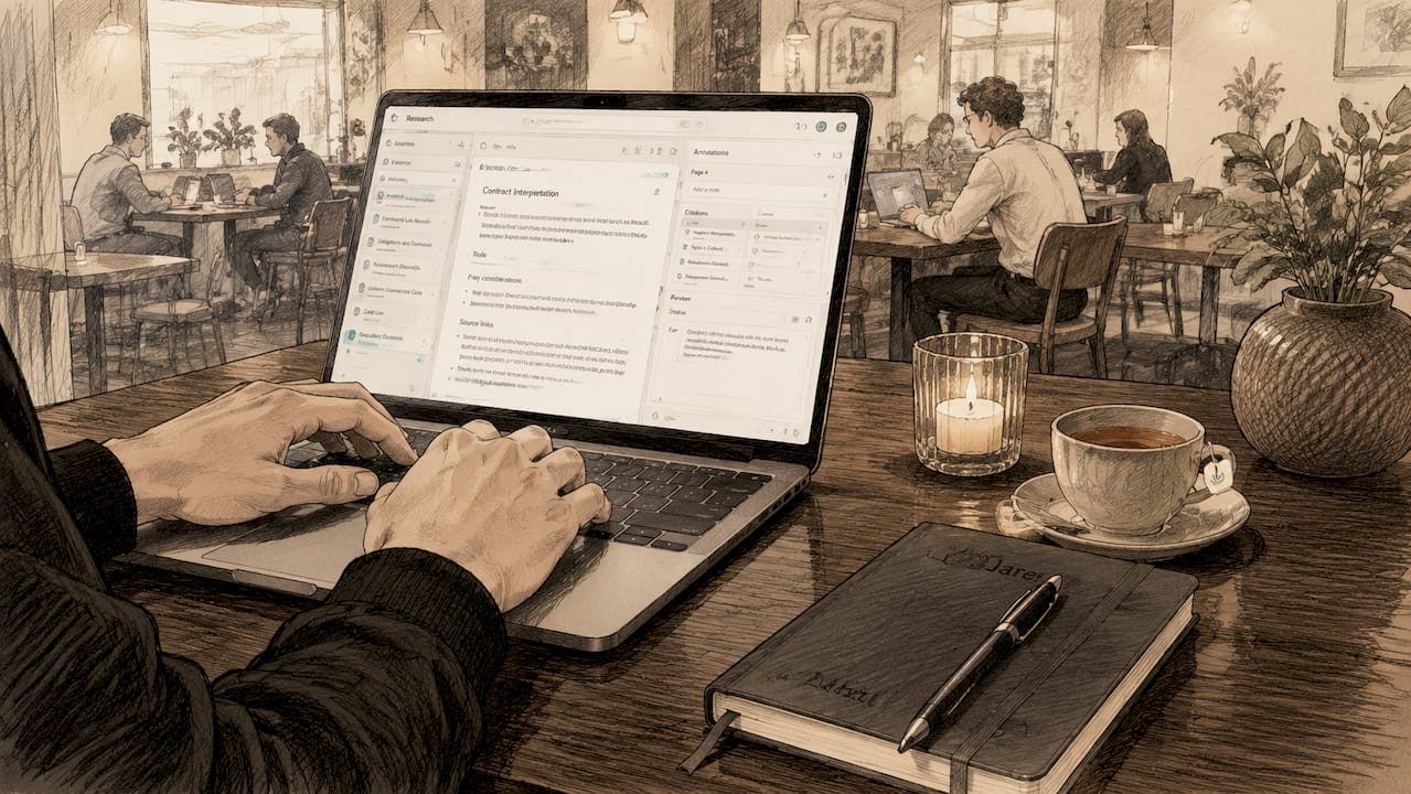 Hands typing on laptop managing legal notes digitally