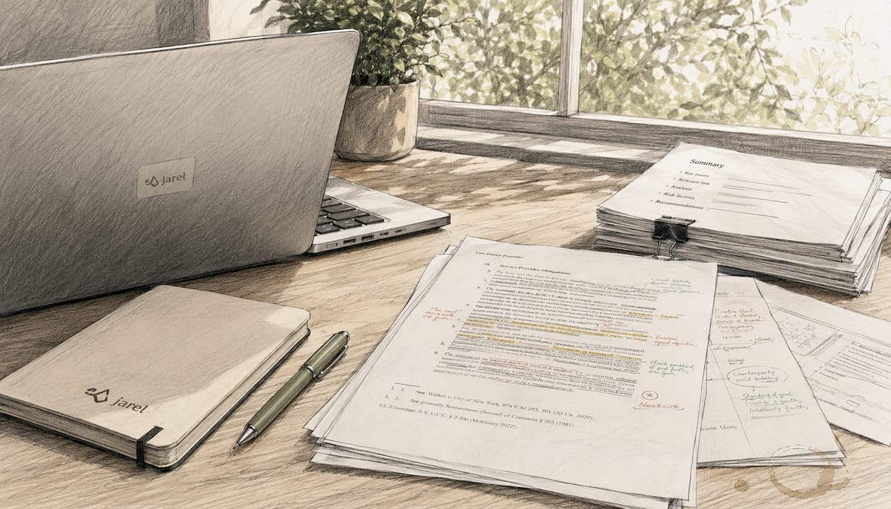 Close-up of annotated contract documents