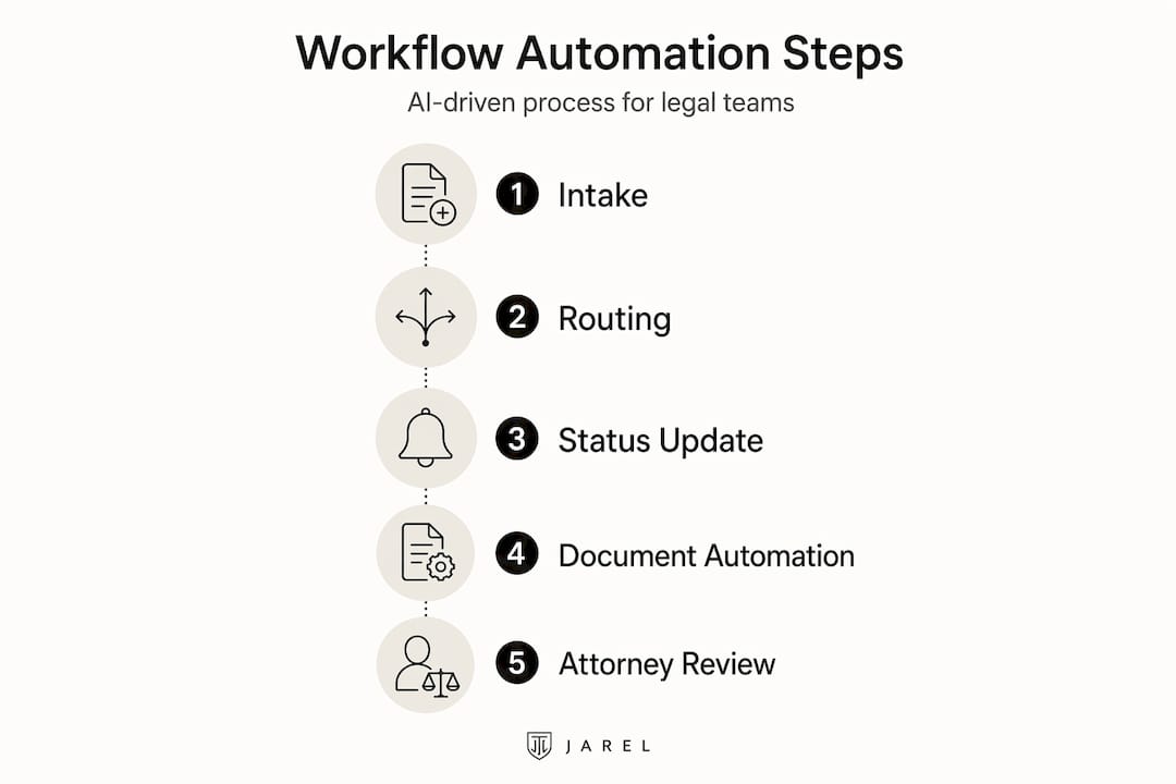 Infographic showing legal workflow automation steps