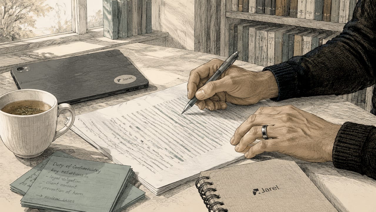 Close-up hands marking contract in calm legal office