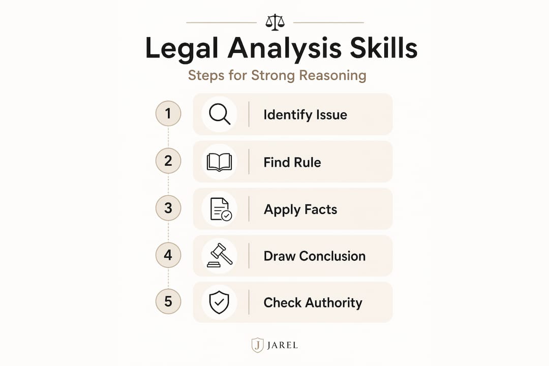 Infographic showing steps in legal analysis process