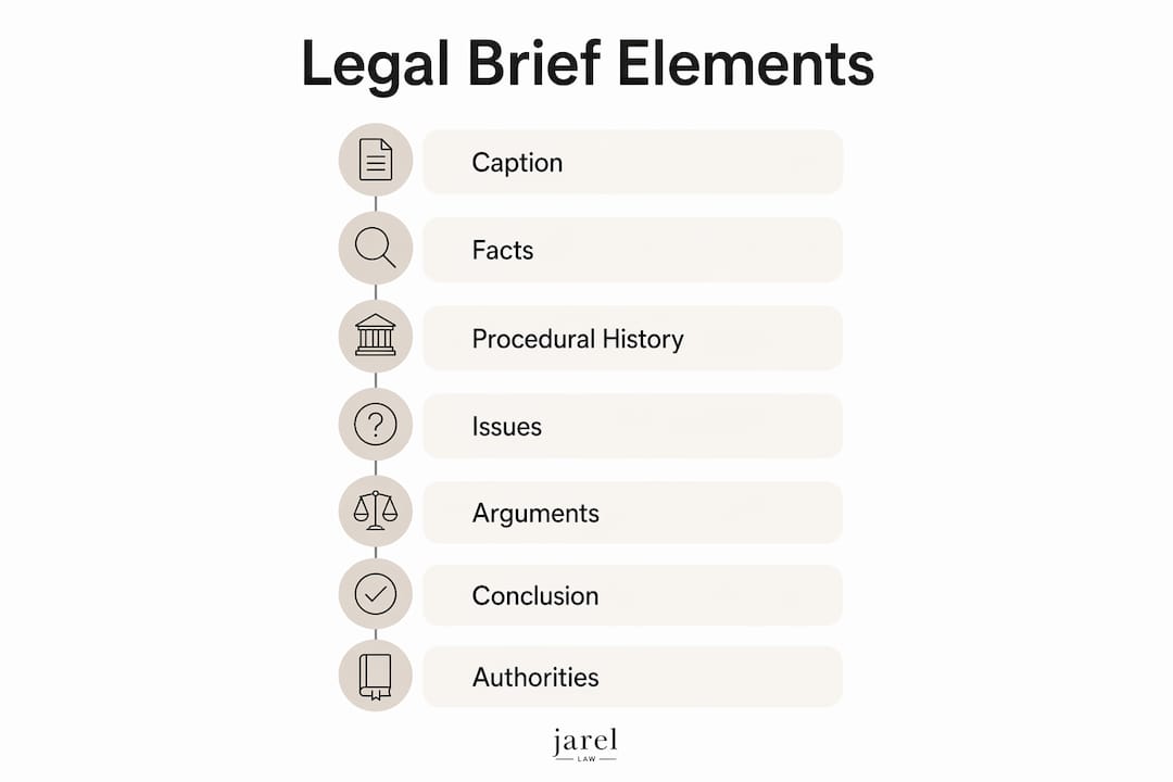 Infographic illustrating key elements of a legal brief