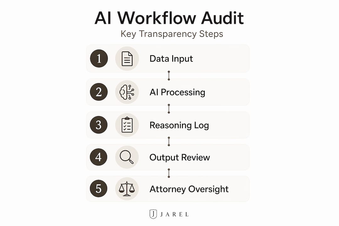 Infographic of key AI audit workflow steps