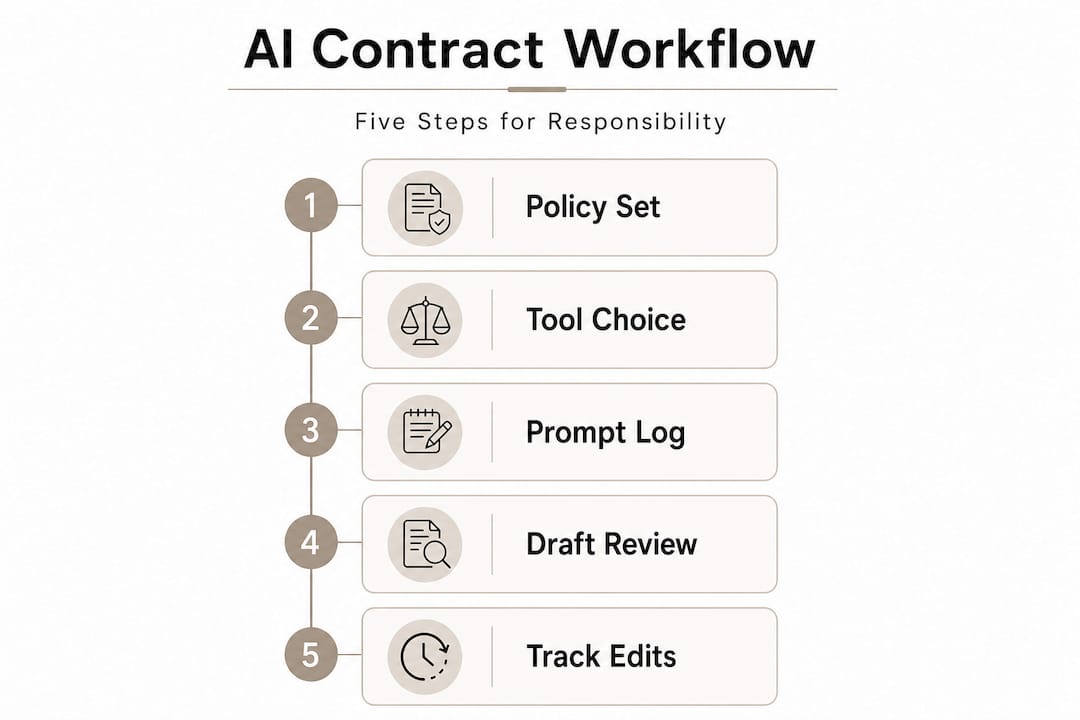Five step responsible AI contract workflow infographic