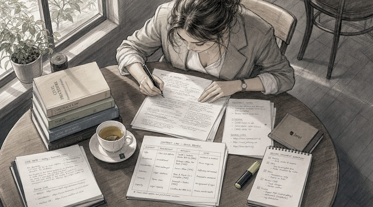 Legal Case Briefing Checklist for Law Students