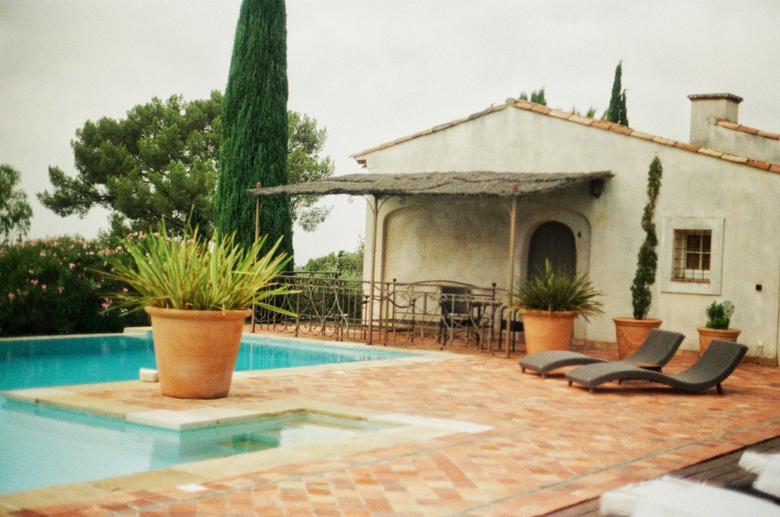 Terracotta patio with potted plants