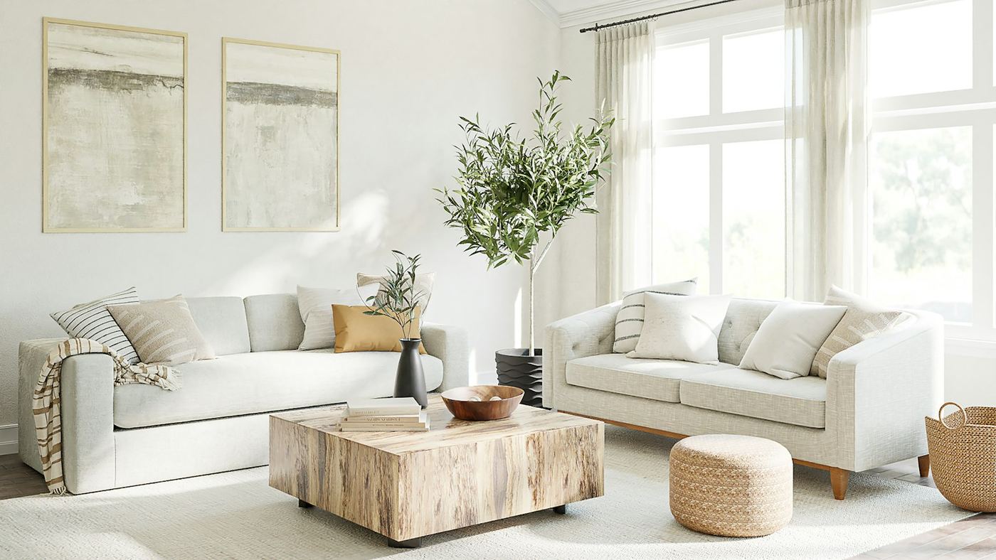 Living room with large window