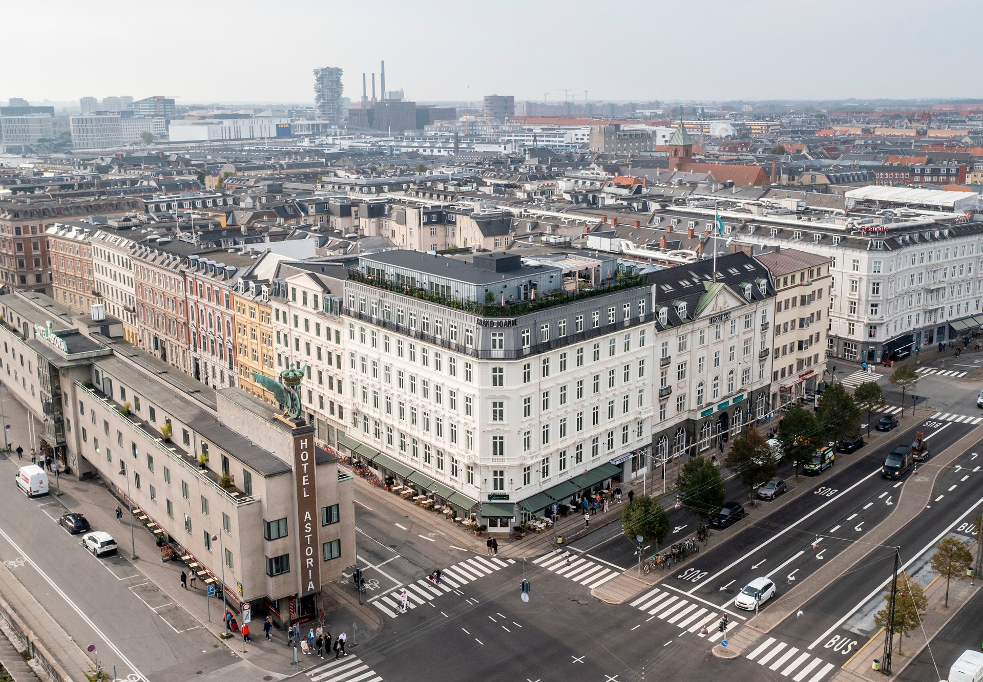 Drönarbild Hotell Grand Joanne, Vesterbrogade Köpenhamn