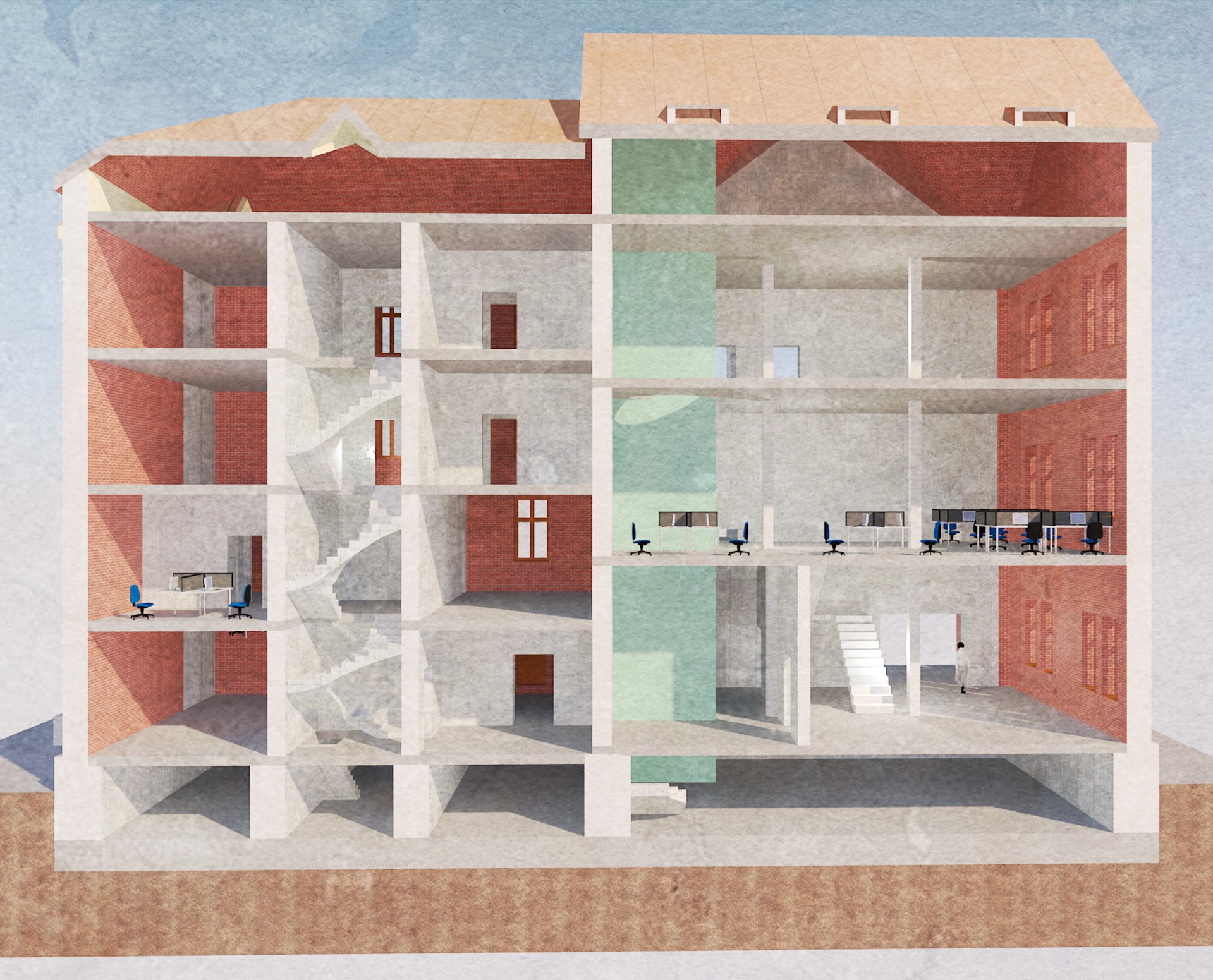 Ångqvarn sektion illustration