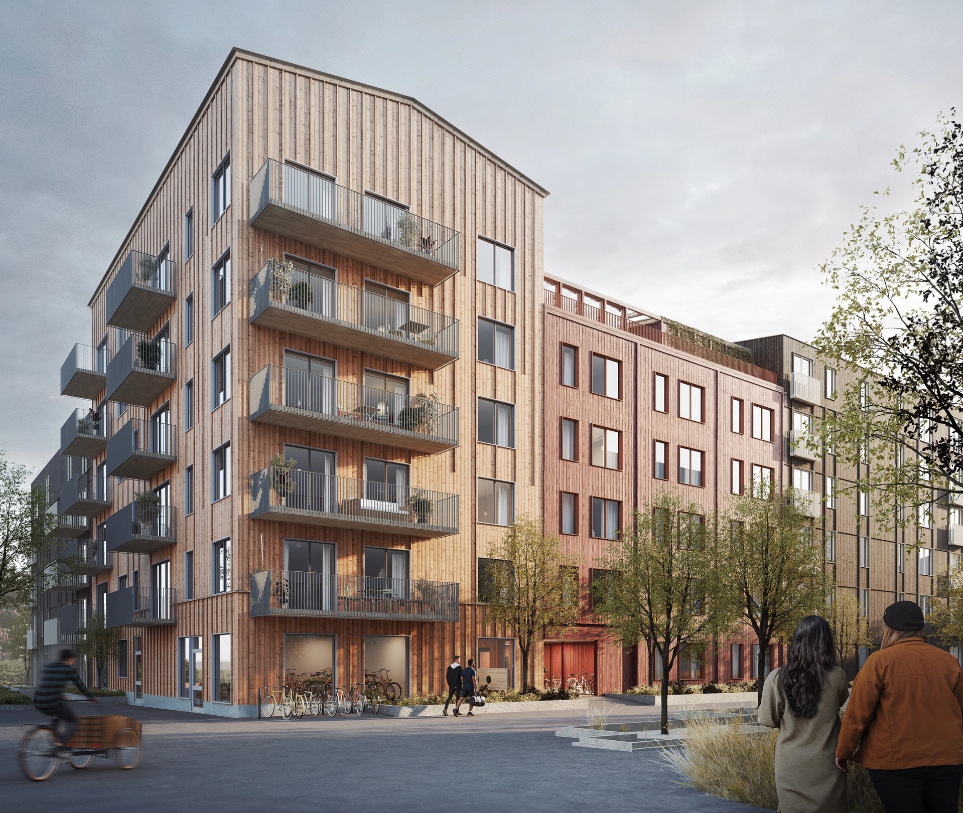 Skogsbrynet, Rosendal. Visualisering fasad mot gata.