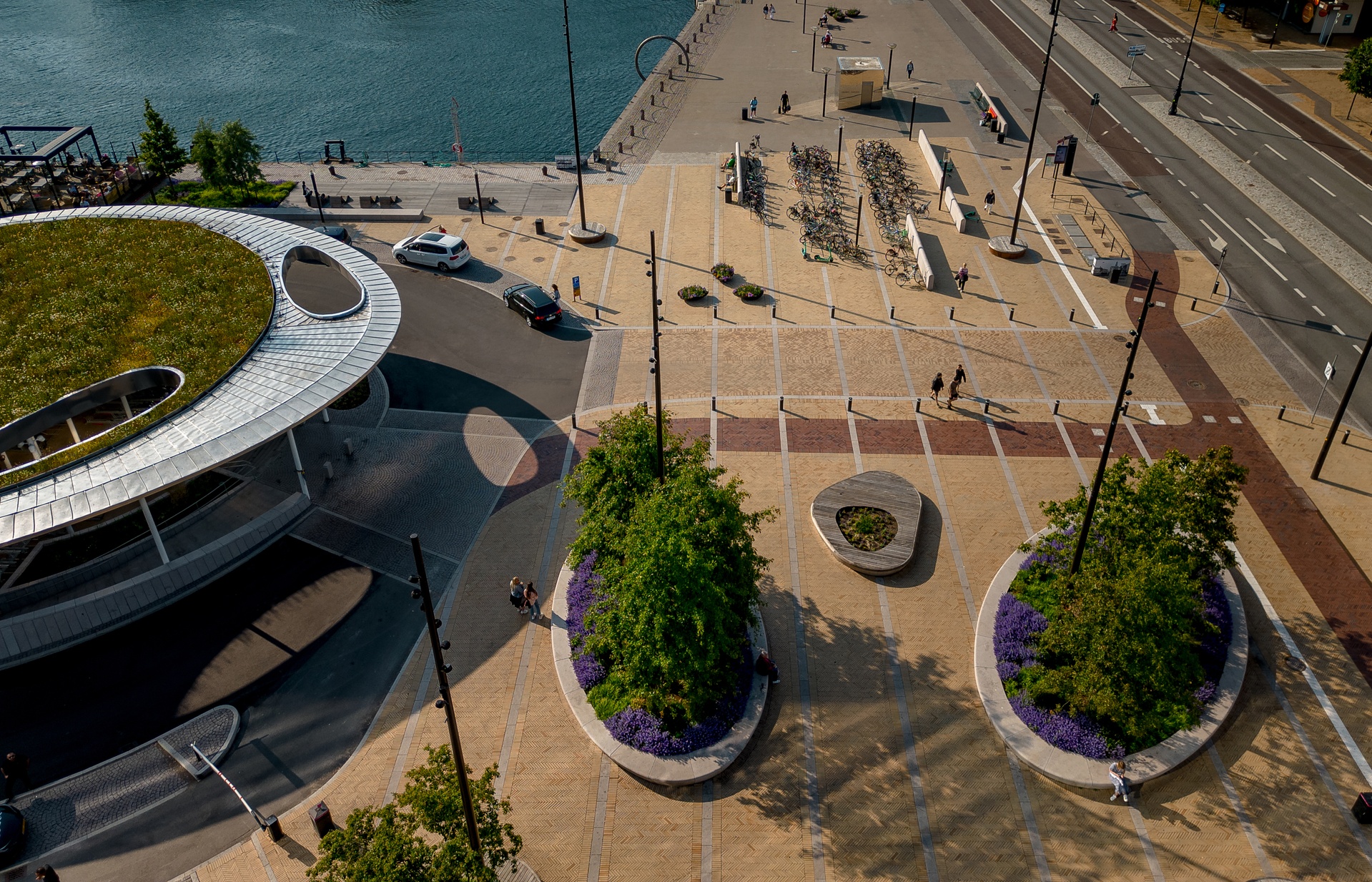 Kungstorget i Helsingborg landskapsarkitektur drönarbild