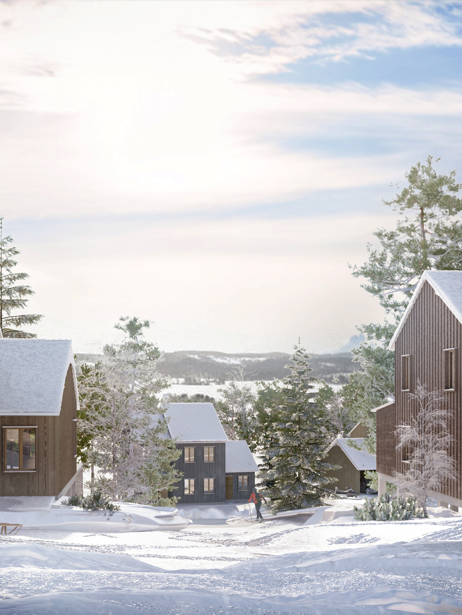 Visualisering vintervy Järpgårdarna Östra Röjsmon