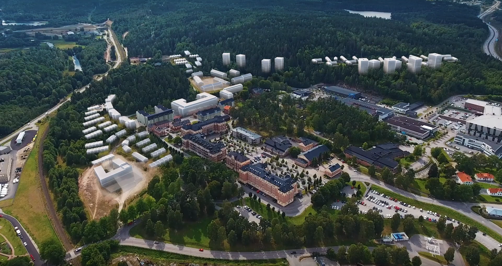 Översikt karta över olika faser i utvecklingen av Regementsstaden i Borås