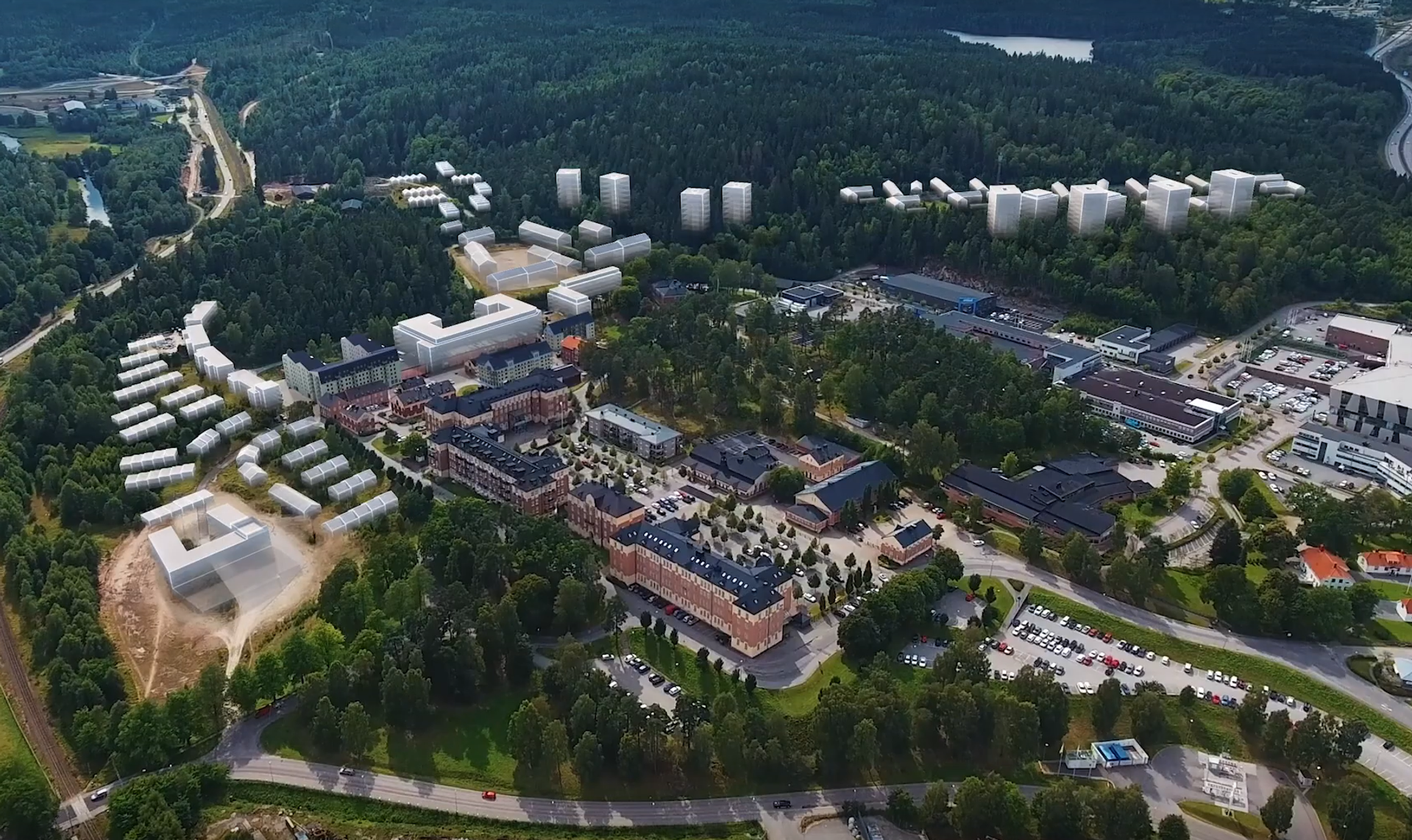 Drönarbild visar etapper Regementsstaden Borås