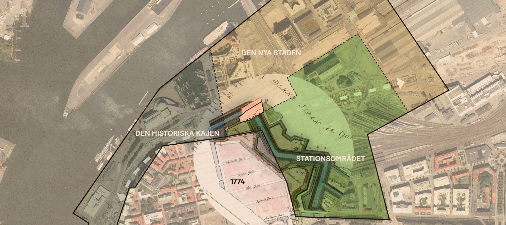 Söderut ansluter Noon till en ny boulevard - ett kommande huvudstråk för gång-, cykel- och kollektivtrafik med grön karaktär, som kopplar samman Skeppsbron med Gullbergsvass.