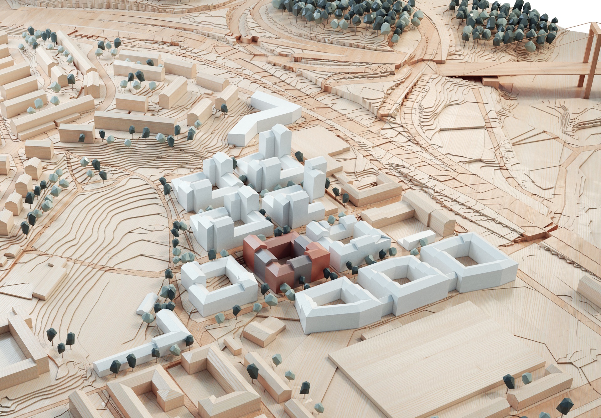 Modellbild av Kv Takgöken, bostäder i kvarteret Fixfabriken i Göteborg