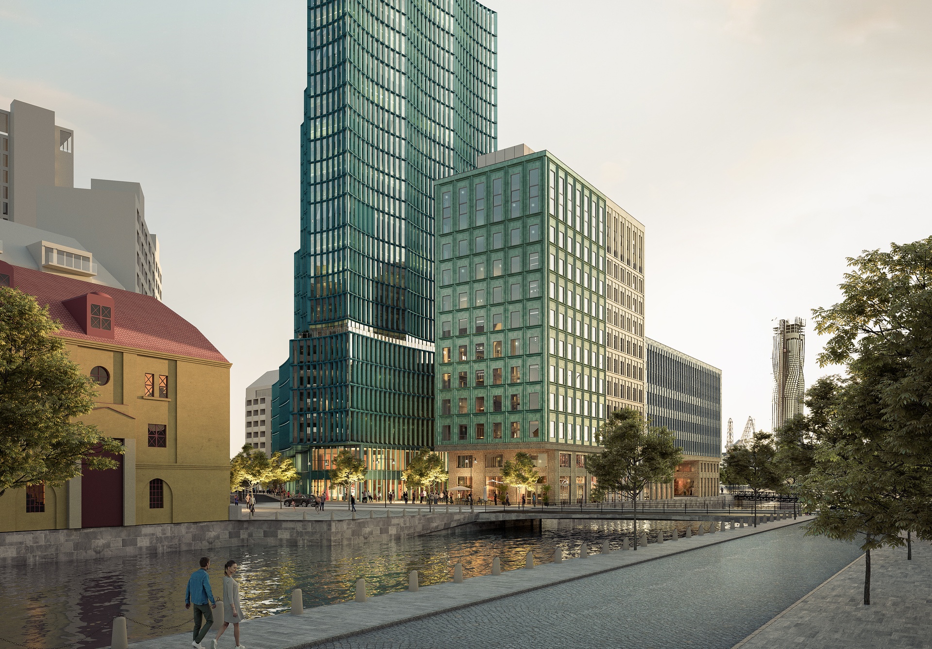 Visualisering av Global Business Gate, Water House. Kontorshus på Masthuggskajen i Götbeorg.