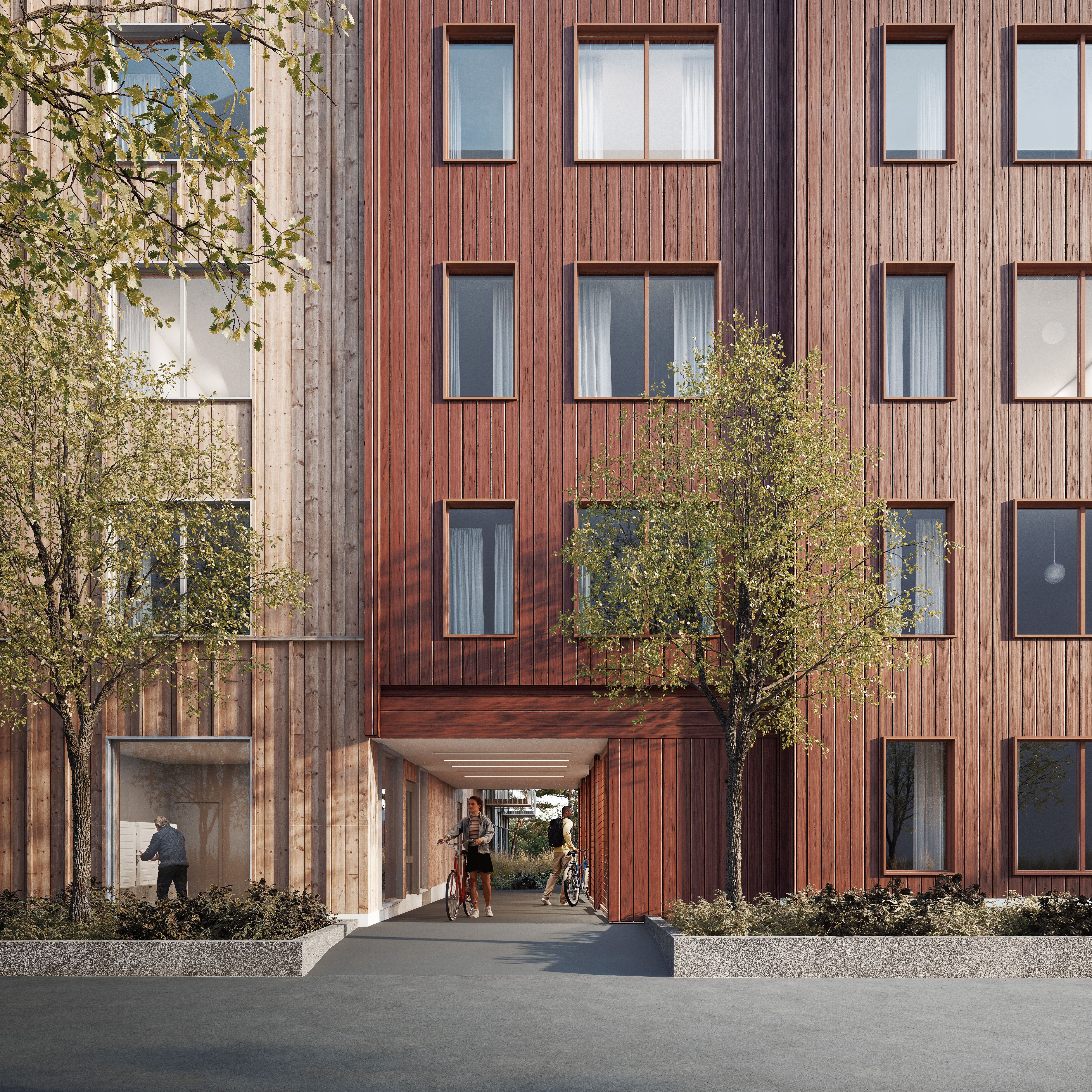 Skogsbrynet, Rosendal. Visualisering exteriör gatumiljö.