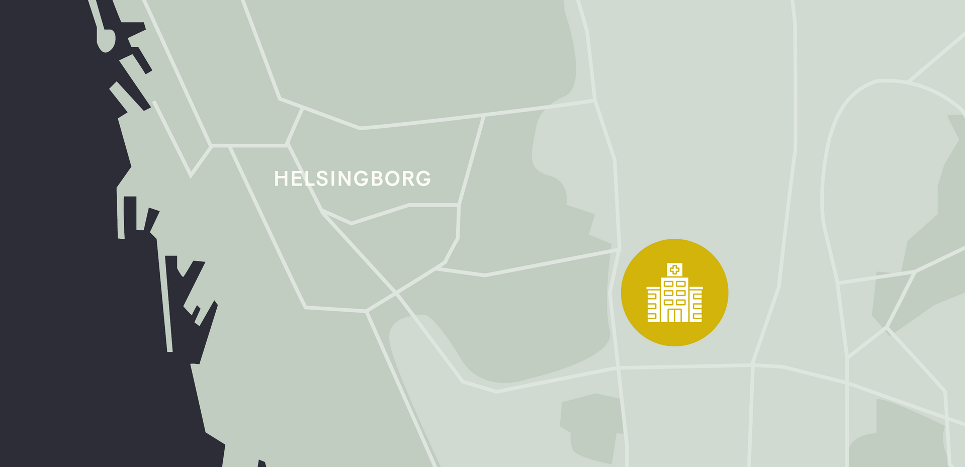 Kartbild visar placering av Helsingborgs nya sjukhus i Östra Ramlösa