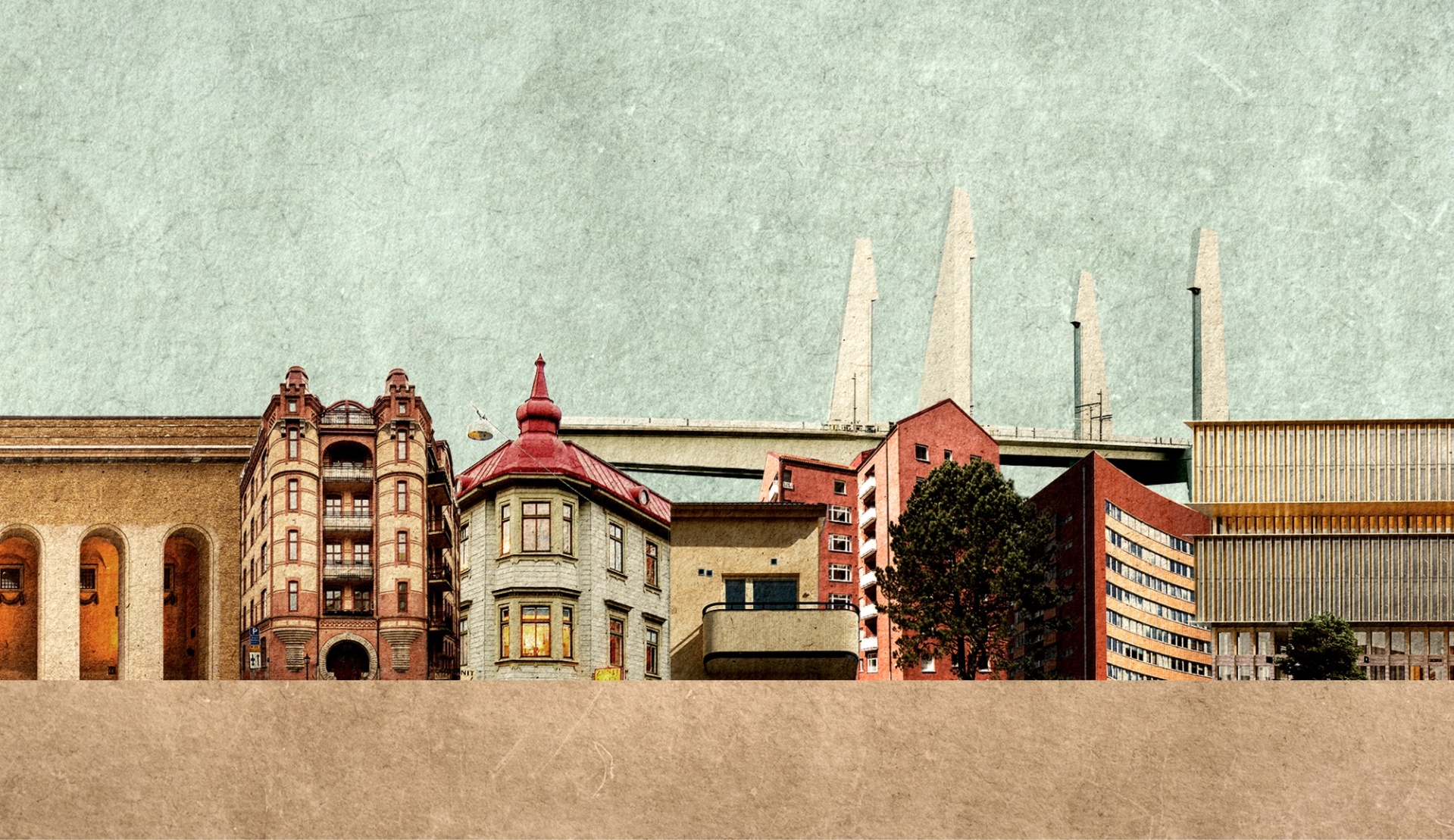 Kollage av Göteborgs arkitektur