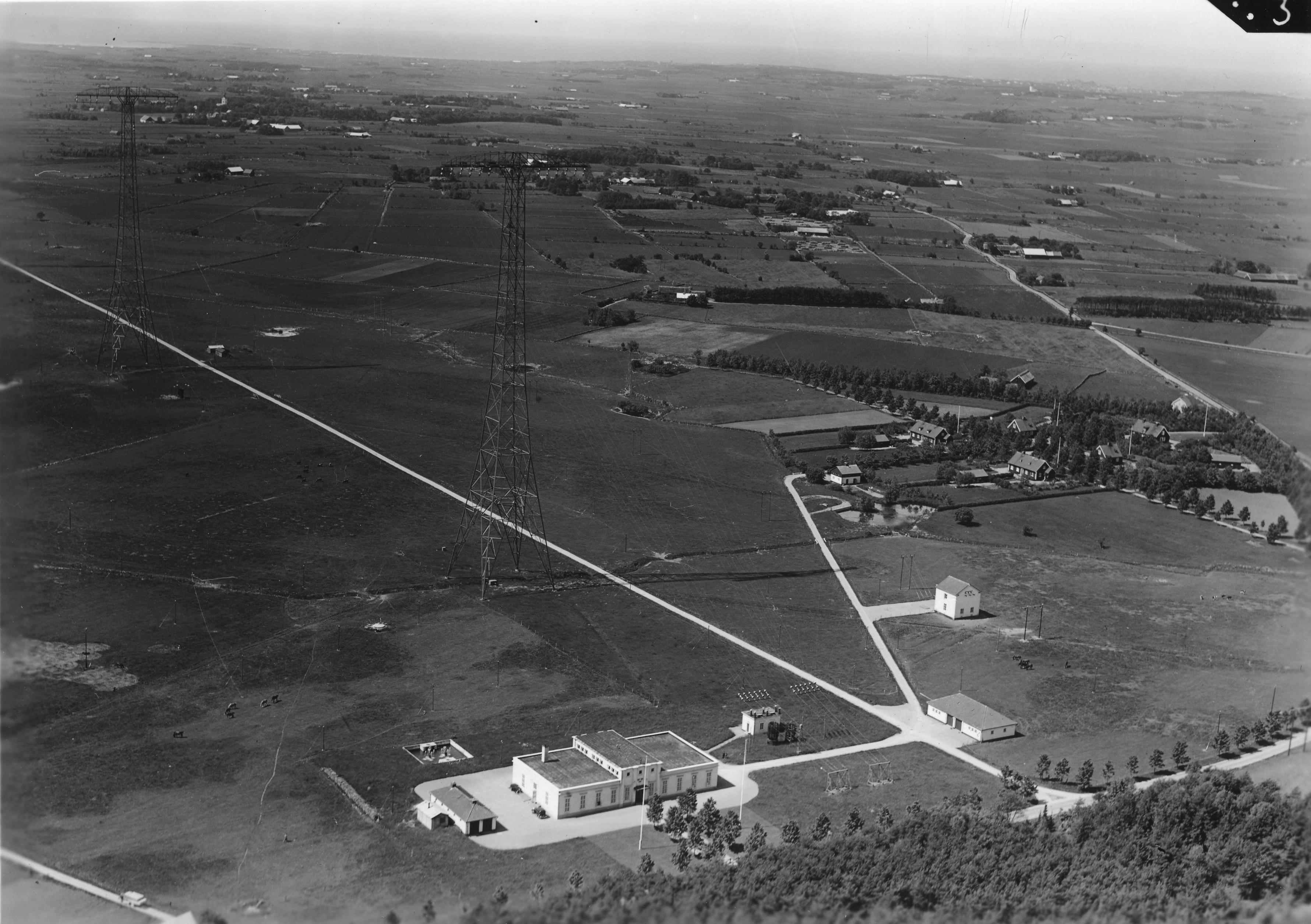 Grimeton, flygvy, historisk bild